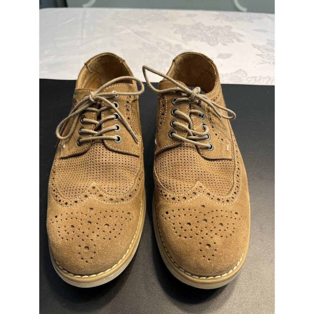 Johnston & Murphy Wingtip Dress Shoes Suede Brown Leather Lace Up Men’s 8M - Picture 1 of 16